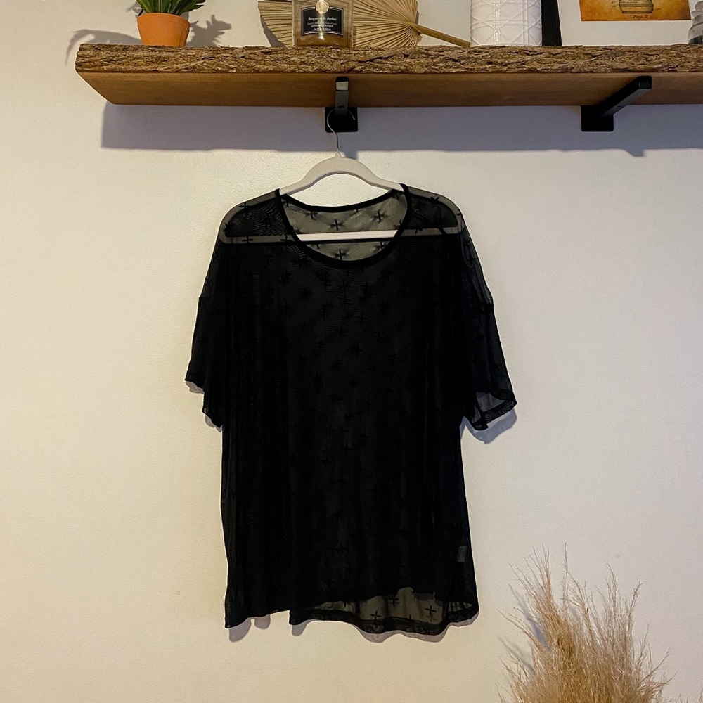 Sheer Black Top NWOT